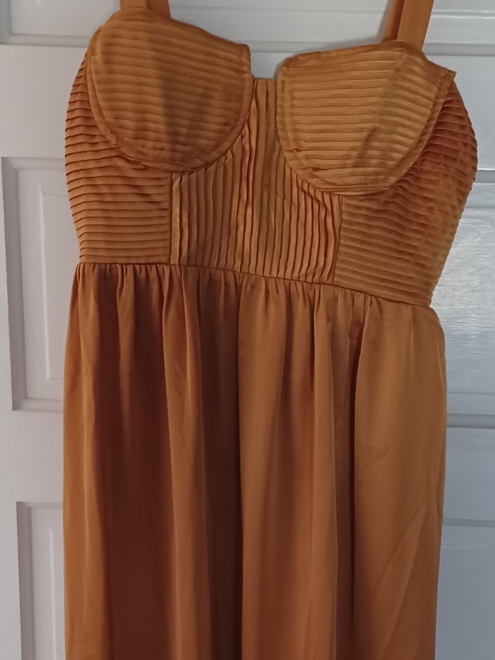 Astr Pleated Bust Mustard Maxi Dress